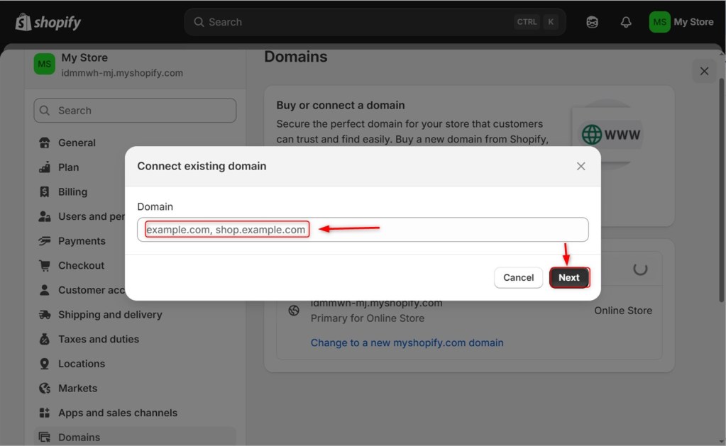 Change Shopify Store URL to existing Domain