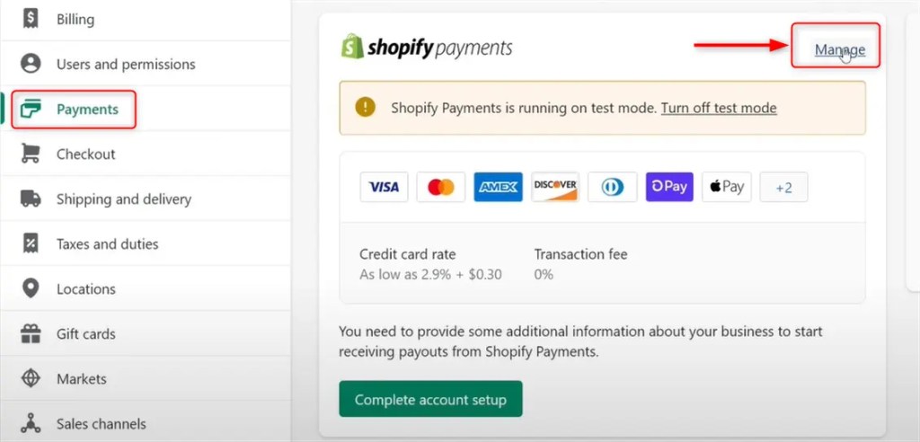 Manage Payment on Shopify