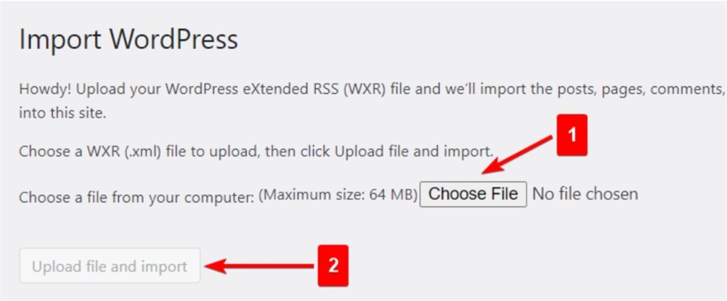 upload the exported XML file